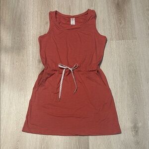 Members Mark Favorite Soft Sleeveless Red Dress w Waist Tie and Pockets